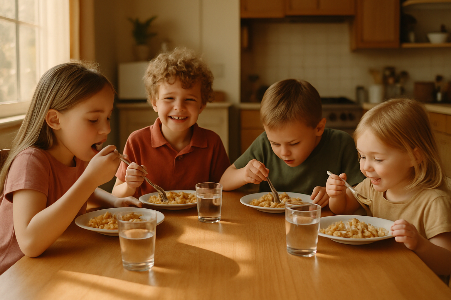 Children enjoying a nutritious meal together